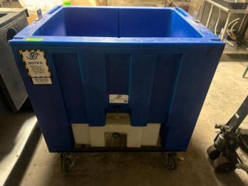 36" BLUE PLASTIC ROLL ABOUT EVENT ICED COOLER.