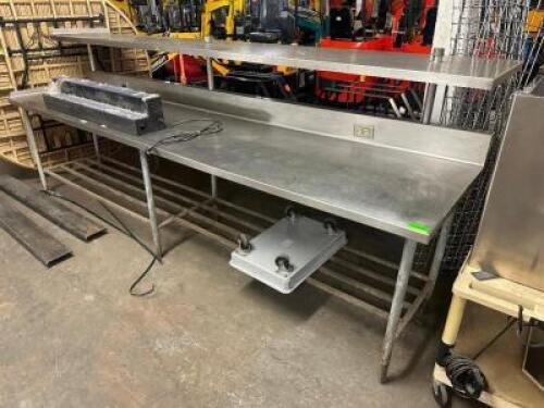 12' STAINLESS TABLE W/ RISER SHELF