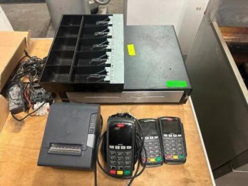 CASH DRAWER, PRINTER, AND (3) CREDIT CARD TERMINALS