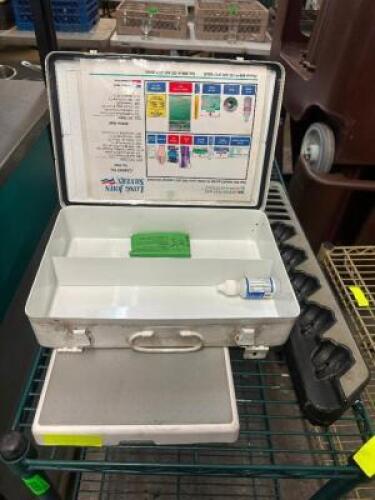 FIRST AID KIT ( EMPTY ), AND WALL MOUNTED TOOL HOLDER