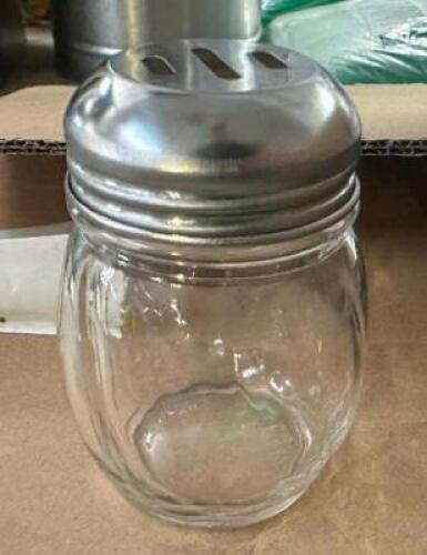 (20) GLASS CHEESE SHAKERS.