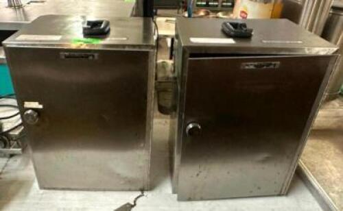 (2) LAKESIDE COUNTER TOP STAINLESS HOLDING BOXES.