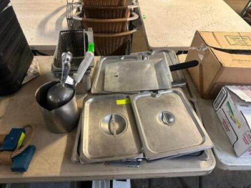 (1) LOT OF ASSORTED STAINLESS LIDS AND CONTAINERS.