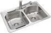 Stainless Steel 33? 3-Hole Double Bowl Kitchen Sink