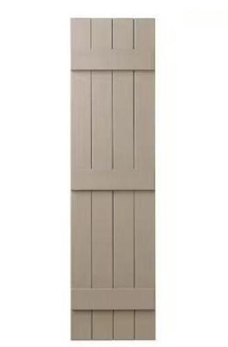 (4) - 15 in. x 55 in. Polypropylene 4-Board Closed Board and Batten Shutters in Pebblestone Clay