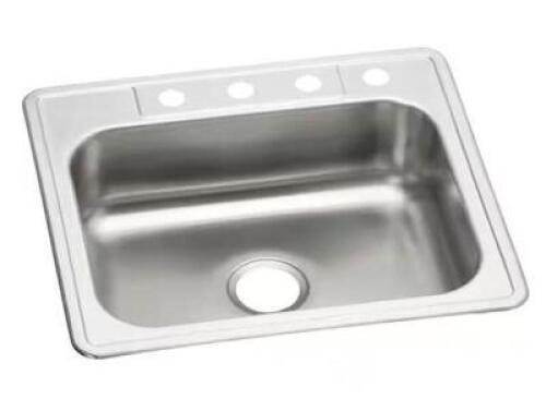 25 in. Drop in Single Bowl 22 Gauge Stainless Steel Kitchen Sink