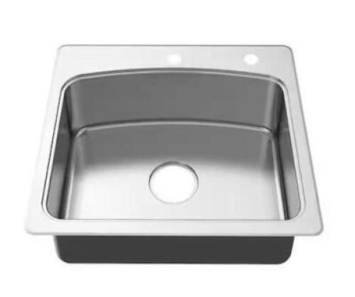 25 in. Drop-In Single Bowl 20 Gauge Stainless Steel Kitchen Sink with Pull-Out Faucet