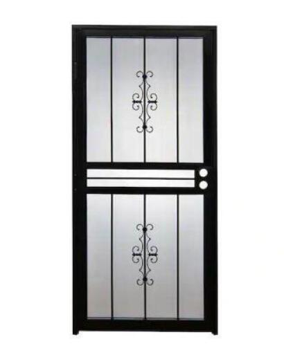 30 in. x 80 in. Genesis Powedered Coated Black Prehung Steel Security Door