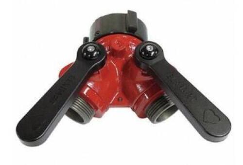DESCRIPTION: (1) WYE FIRE HOSE BALL VALVE BRAND/MODEL: ELKHART BRASS/B-100-A INFORMATION: RED/MAX PRESSURE: 300 PSI RETAIL$: $315.74 SIZE: 5.5"L X 1.5