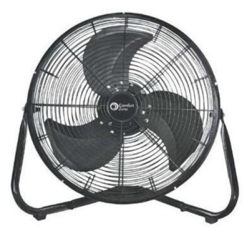 DESCRIPTION: (1) HIGH VELOCITY CRADLE FAN BRAND/MODEL: COMFORT ZONE/CZHV20B INFORMATION: BLACK/180-DEGREE ADJUSTABLE TILT RETAIL$: $49.99 SIZE: 20"BLA