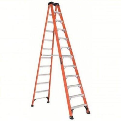 DESCRIPTION: (1) STEPLADDER BRAND/MODEL: LOUISVILLE #1CMR7 INFORMATION: ORANGE, 11 STEPS, 375 LB LOAD CAPACITY SIZE: 12 FT LADDER HT, 76 1/8 IN BASE S