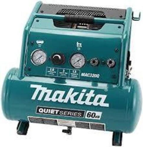 DESCRIPTION: (1) OIL-FREE ELECTRIC AIR COMPRESSOR BRAND/MODEL: MAKITA #MAC320Q INFORMATION: BLUE, QUIET SERIES 1 1/2 HP, 3 GALLON RETAIL$: $384.99 EA
