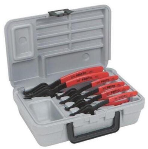 DESCRIPTION: (1) RETAINING RING PLIER BRAND/MODEL: PROTO/J360A INFORMATION: 6-PIECES/CARRYING CASE/ALLOY STEEL RETAIL$: $108.62 QTY: 1