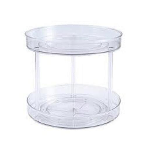 DESCRIPTION: (4) MULTI-FUNCTION ROTATING RACK INFORMATION: TRANSPARENT SIZE: 2 TIER RETAIL$: $25.17 EA QTY: 4