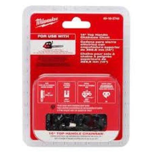 DESCRIPTION: (1) TOP HANDLE CHAINSAW CHAIN BRAND/MODEL: MILWAUKEE #49-16-2744 SIZE: 14" RETAIL$: $29.97 EA QTY: 1