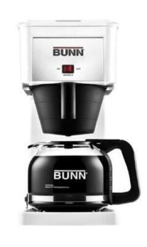 DESCRIPTION: (1) VELOCITY BREW COFFEE BREWER BRAND/MODEL: BUNN/GRW INFORMATION: WHITE/BREWS UP TO 4 TO 10 CUPS IN 3 MINS RETAIL$: $139.99 SIZE: 14.3"H