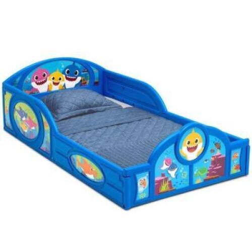 DESCRIPTION: (1) PLASTIC SLEEP & PLAY TODDLER BED BRAND/MODEL: BABY SHARK/BB81513SH INFORMATION: MULTICOLOR/ATTACHED GUARDRAILS RETAIL$: $63.98 SIZE: