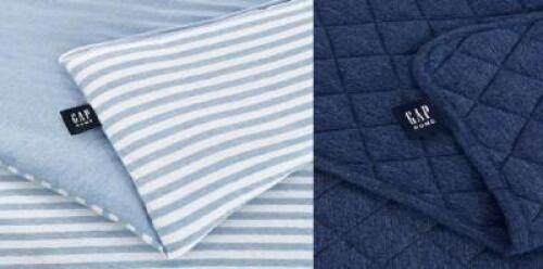 DESCRIPTION: (2) T-SHIRT SOFT JERSEY COMFORTER SET BRAND/MODEL: GAP HOME INFORMATION: BLUE/(1) 3-PIECE SET RETAIL$: $54.98 PER 3-PIECE SET/$19.98 PER