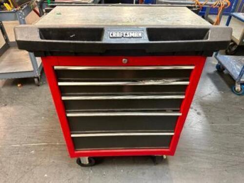 CRAFTSMAN FIVE DRAWER ROLL ABOUT TOOL BOX W/ CONTENTS