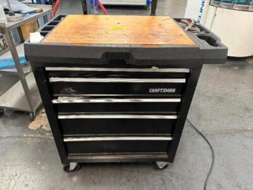 CRAFTSMAN FIVE DRAWER ROLL ABOUT TOOL BOX W/ CONTENTS