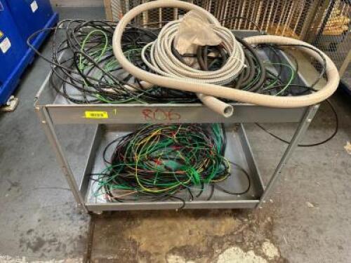 TWO TIER METAL UTILITY CART W/ CONTENTS - ELECTRIC WIRE AND CONDUIT,.
