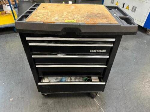 CRAFTSMAN FIVE DRAWER ROLL ABOUT TOOL BOX W/ CONTENTS