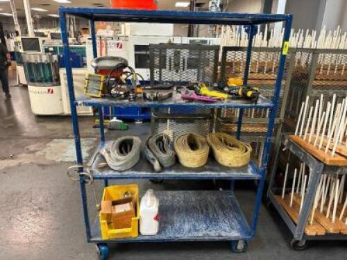 48" X 24" FOUR TIER BLUE METAL CART.