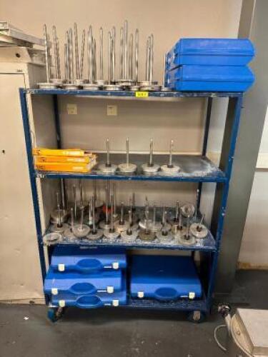 48" X 24" FOUR TIER BLUE METAL CART.