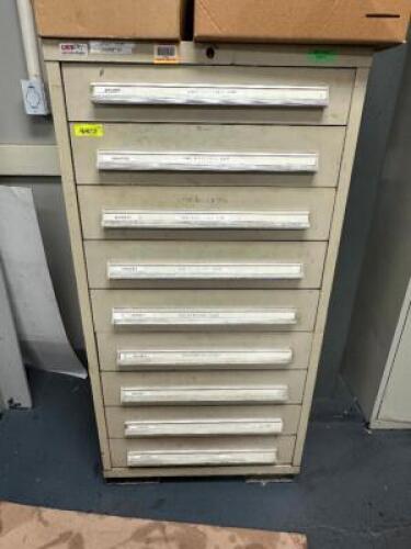 NINE DRAWER PARTS ORGANIZER W/ CONTENTS