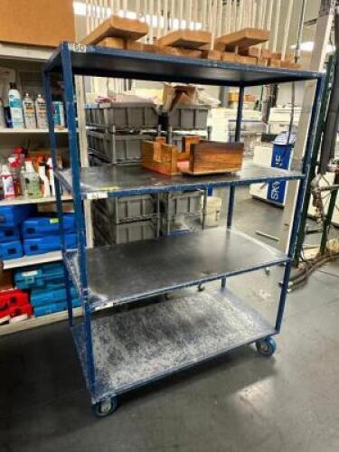 48" X 24" FOUR TIER BLUE METAL CART.