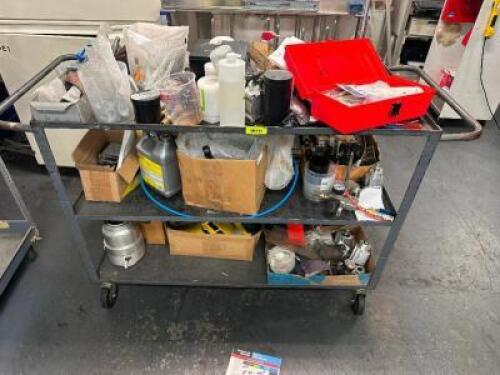 48" X 24" THREE TIER METAL WAREHOUSE CART.