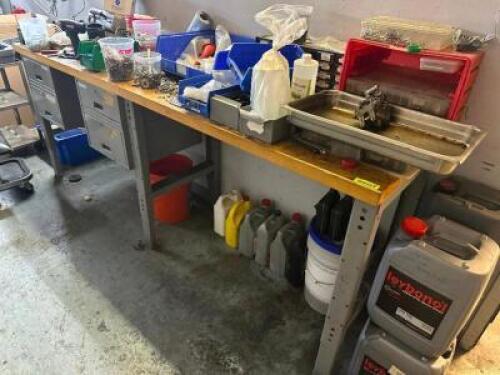8' X 24" WOODEN WORK BENCH W/ METAL LEGS.