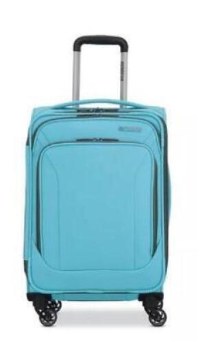 DESCRIPTION: (1) BURST MAX SOFTSIDE SPINNER LUGGAGE BRAND/MODEL: AMERICAN TOURISTER/132200 INFORMATION: TEAL/LIGHTWEIGHT RETAIL$: $129.99 SIZE: 28.3"H