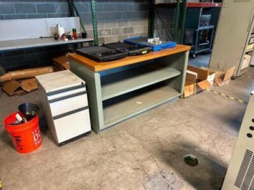 ASSORTED OFFICE FURNITURE AND WORK TABLE