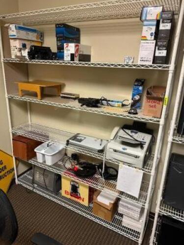 SHELVE AND CONTENTS - ASSORTED OFFICE SUPPLIES.