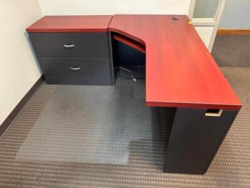 60" CHERRY LAMINATE DESK W/ TWO DRAWER FILE CABINET