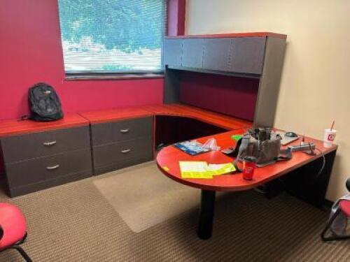 60" CHERRY LAMINATE DESK W/ TWO DRAWER FILE CABINET