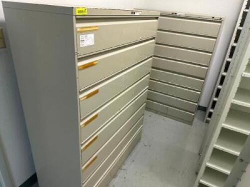 (2) 42" SEVEN DRAWER METAL FILE CABINETS