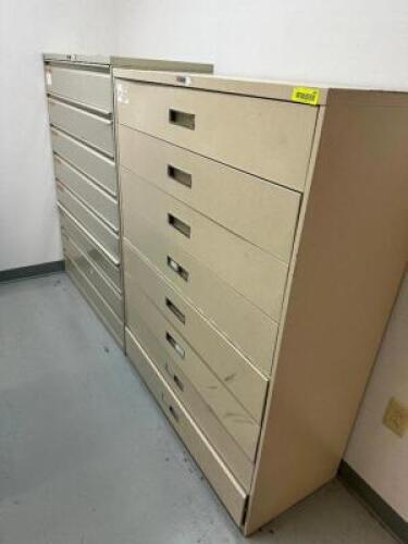 (2) 42" SEVEN DRAWER METAL FILE CABINETS