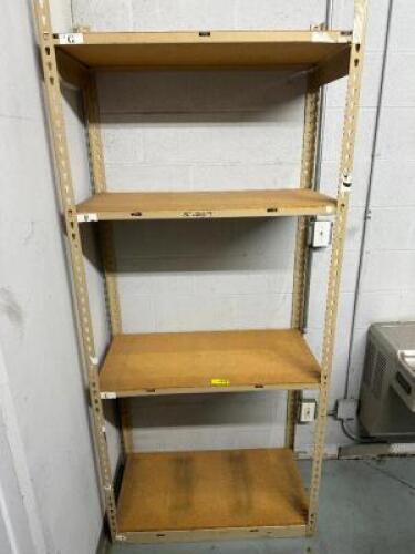 36" X 24" FOUR TIER METAL SHELF W/ WOODEN INSERTS