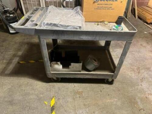 TWO TIER GREY PLASTIC UTILITY CART