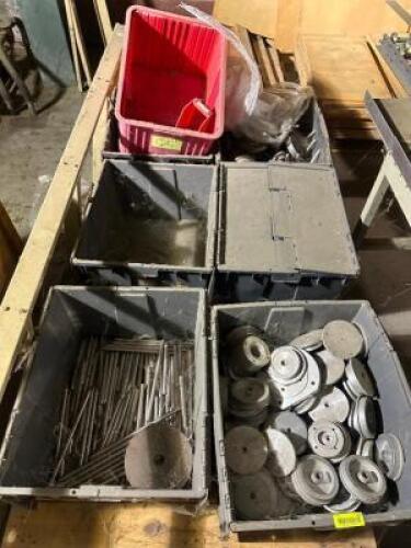 (5) TOTES OF ASSORTED PARTS AND HARDWARE.