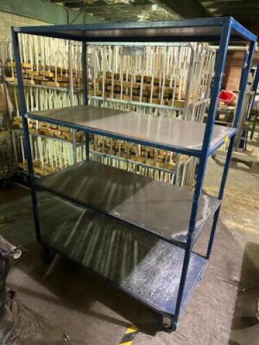 48" X 24" FOUR TIER BLUE METAL CART.