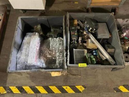 (5) TOTES OF ASSORTED PARTS AND HARDWARE.