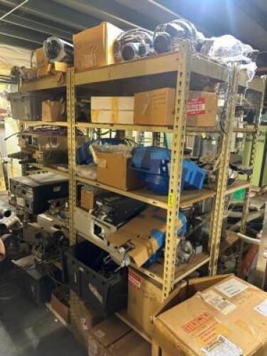 CONTENTS OF TWO SHELVES - ASSORTED PARTS AND HARDWARE.