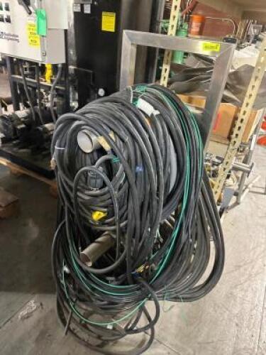 HOSE CART AND CONTENTS - ASSORTED SECTION OF TUBING AND HOSE.