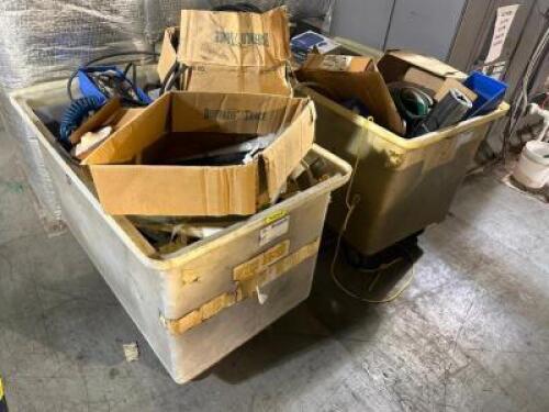 (2) ROLL ABOUT PLASTIC HOPPERS W/ CONTENTS