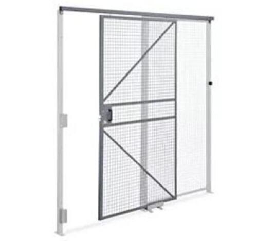 DESCRIPTION: (2) SINGLE SLIDE DOOR WITH CYLINDER LOCK BRAND/MODEL: WOV-N-WIRE INFORMATION: NO TRANSOM, MACHINE GRAY SIZE: 6' W X 7'H RETAIL$: $460.00