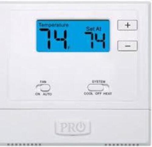 DESCRIPTION: (2) THEREMOSTATS BRAND/MODEL: PRO1 #T601-2 INFORMATION: WHITE, SINGLE STAGE RETAIL$: $62.49 EA QTY: 2