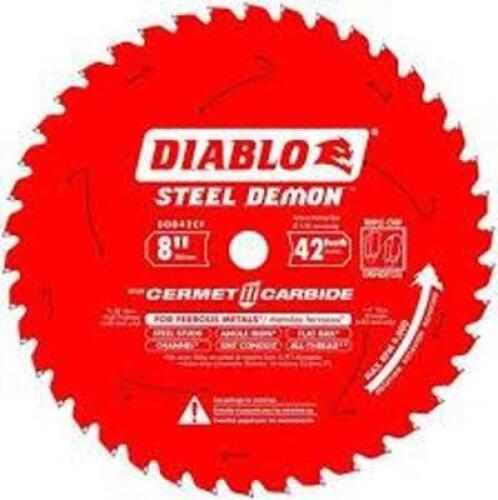 DESCRIPTION: (2) CIRCULAR SAW BLADES BRAND/MODEL: DIABLO INFORMATION: RED SIZE: 8" / 42 TEETH RETAIL$: $200.00 EA QTY: 2
